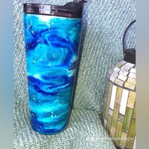 Beautiful custom made and designed drinking tumbler. Alcohol inks, epoxy & micas